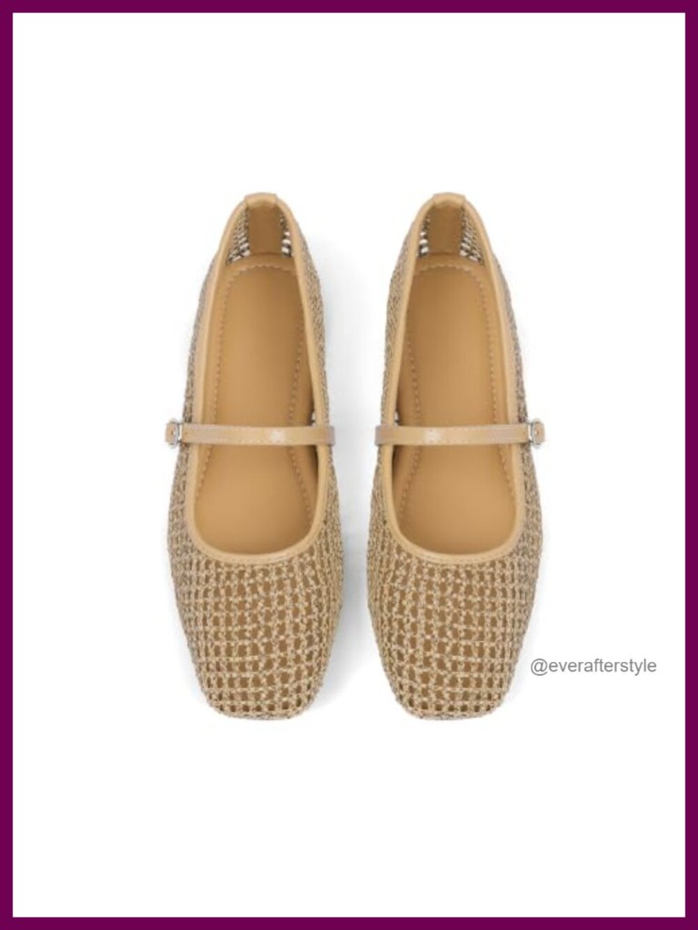 Woven Mesh Mary Jane Flats Womens Square Toe Slip On Shoes